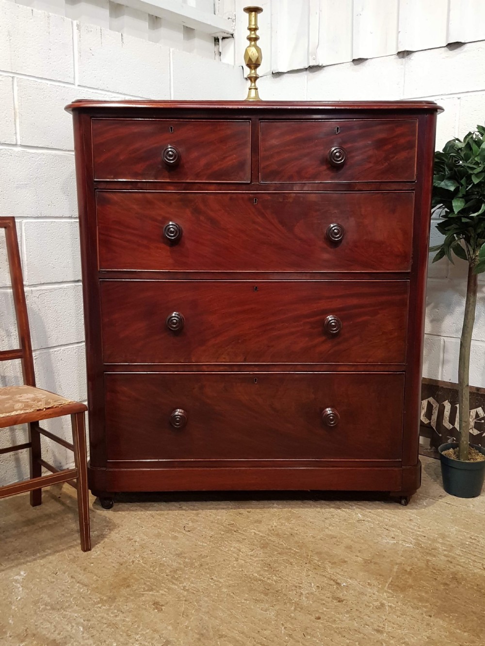 ANTIQUE VICTORIAN MAHOGANY CHEST OF DRAWERS C1880