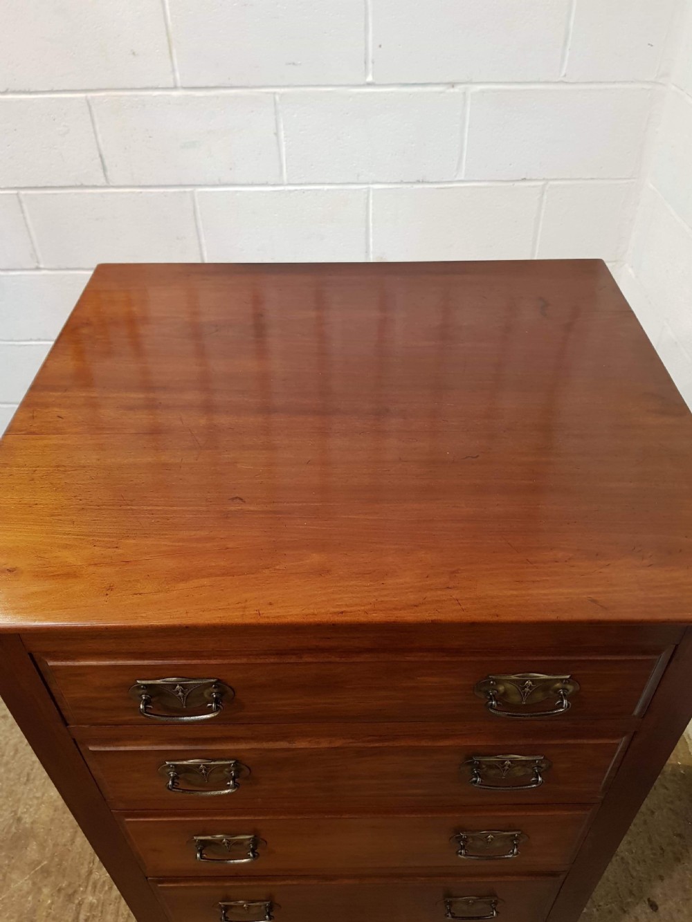 ANTIQUE EDWARDIAN WALNUT TALL NARROW CHEST OF DRAWERS C1900 View II