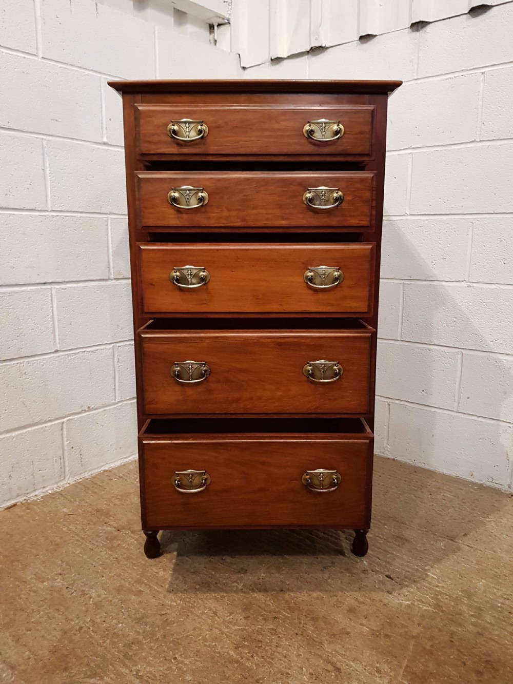 ANTIQUE EDWARDIAN WALNUT TALL NARROW CHEST OF DRAWERS C1900 View III