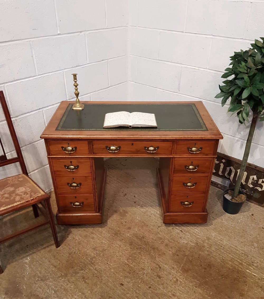 ANTIQUE VICTORIAN WALNUT TWIN PEDASTAL DESK C1880 View V