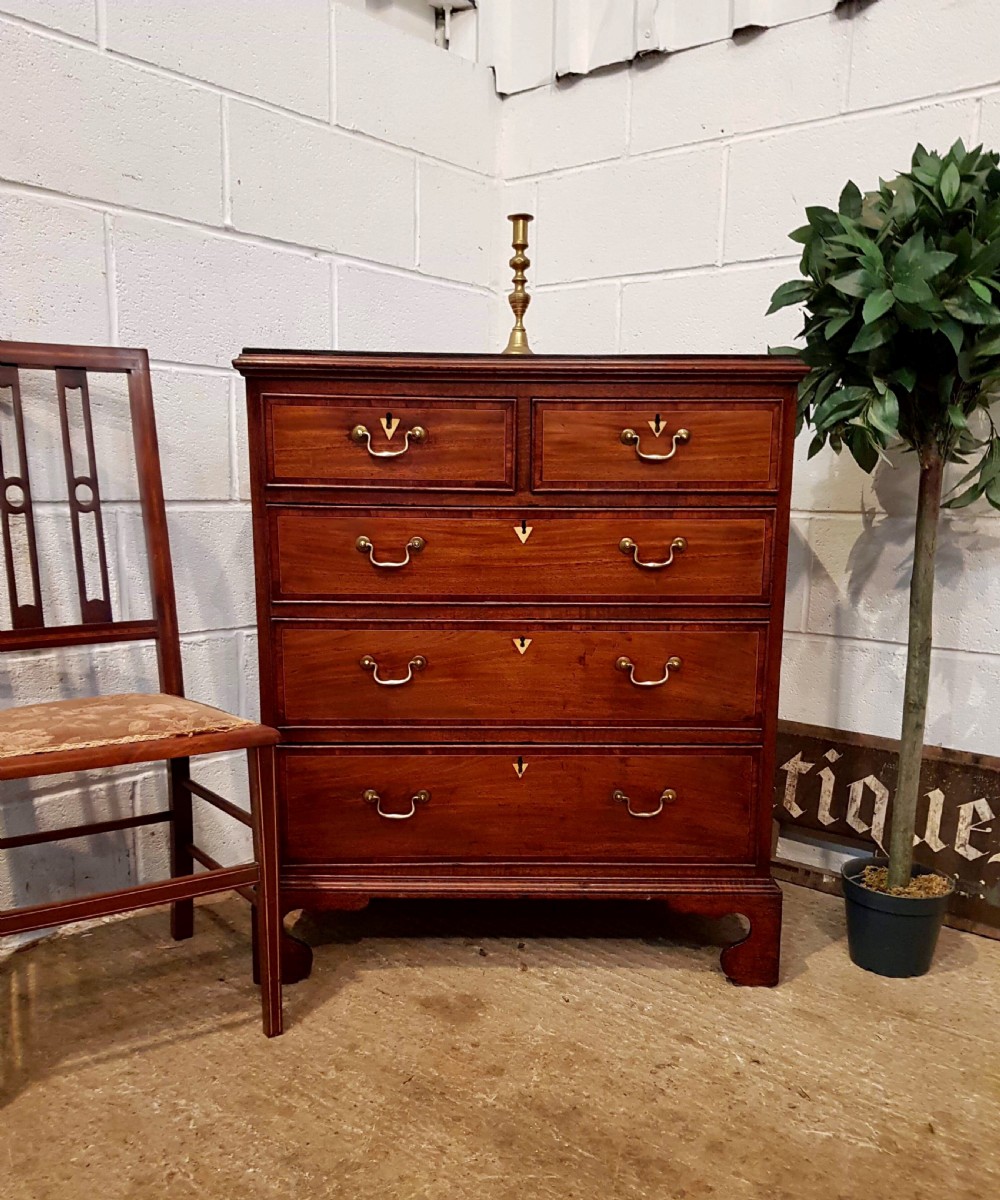 ANTIQUE REGENCY INLAID MAHOGANY CHEST OF DRAWERS C1820