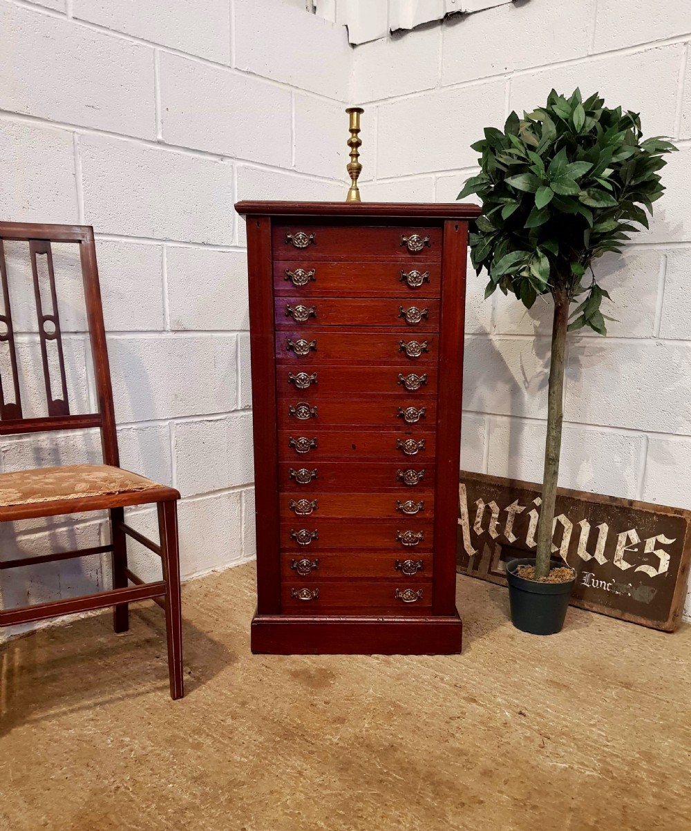ANTIQUE LATE VICTORIAN MAHOGANY WELLINGTON CHEST OF DRAWERS C1890