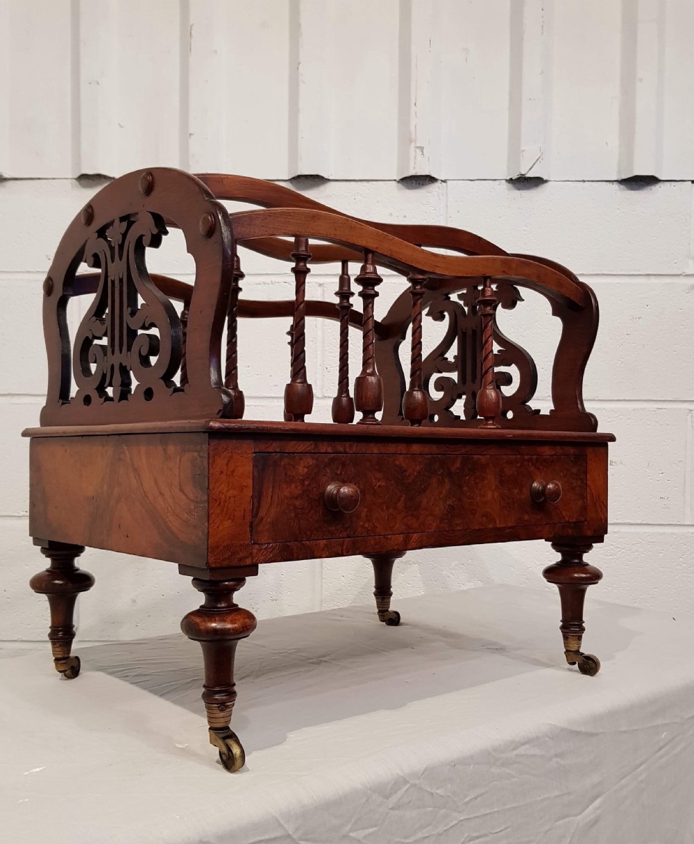 ANTIQUE WILLIAM 1V BURR WALNUT CANTERBURY C1830