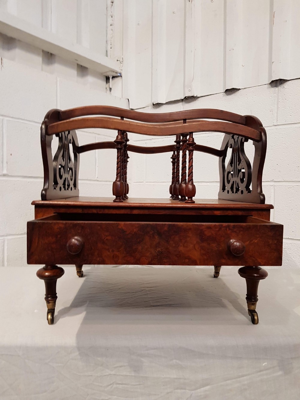 ANTIQUE WILLIAM 1V BURR WALNUT CANTERBURY C1830 View III
