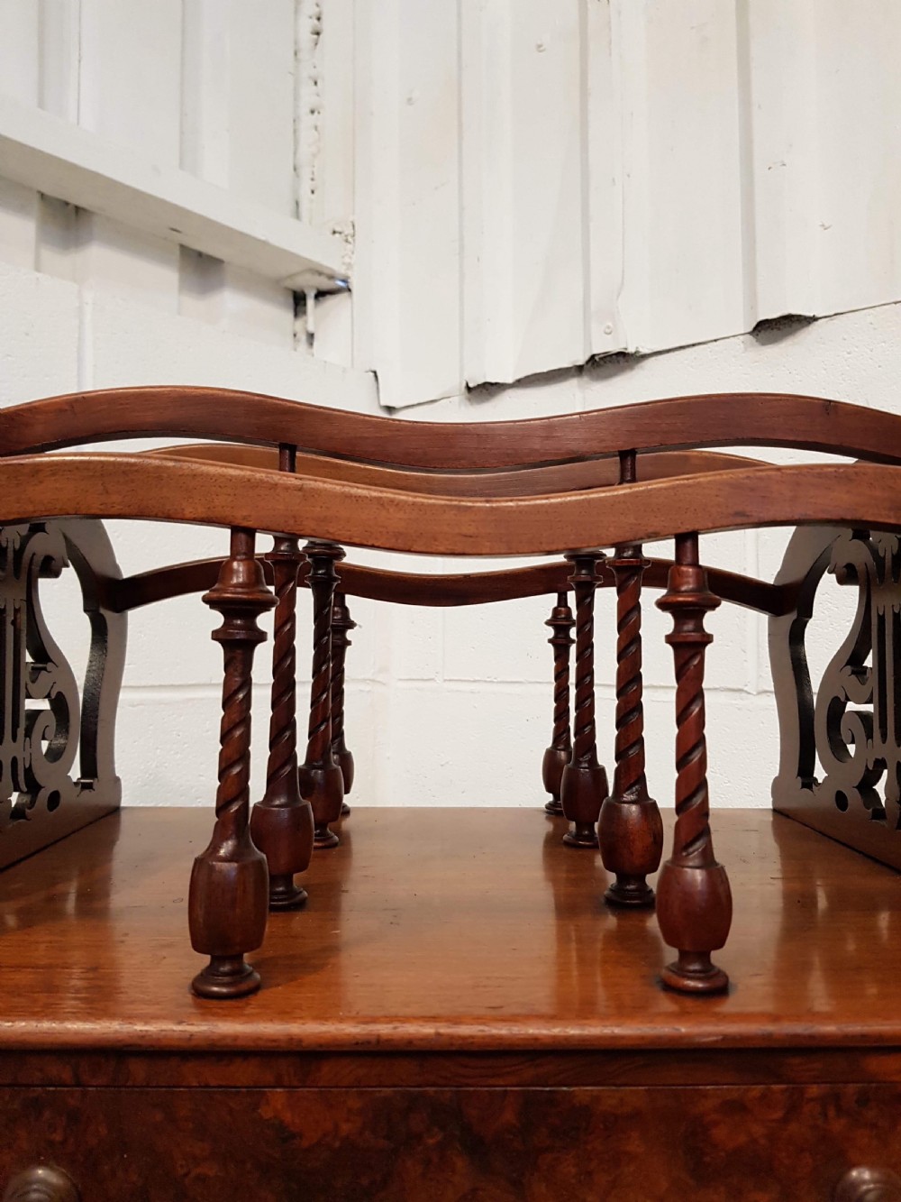 ANTIQUE WILLIAM 1V BURR WALNUT CANTERBURY C1830 View V