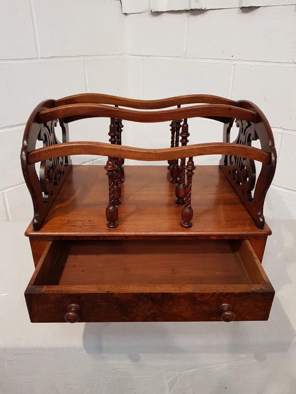 ANTIQUE WILLIAM 1V BURR WALNUT CANTERBURY C1830 View VI