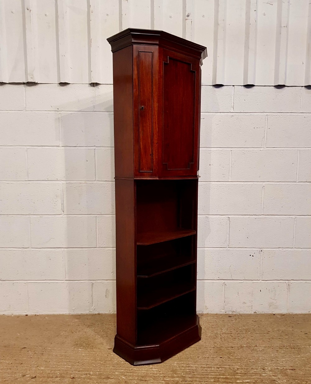 ANTIQUE EDWARDIAN MAHOGANY TALL CUPBOARD ON BOOKCASE C1900 View IV