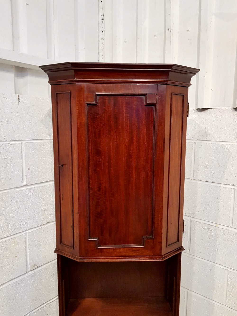 ANTIQUE EDWARDIAN MAHOGANY TALL CUPBOARD ON BOOKCASE C1900 View V