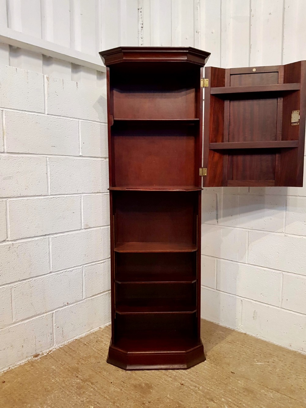 ANTIQUE EDWARDIAN MAHOGANY TALL CUPBOARD ON BOOKCASE C1900 View VII