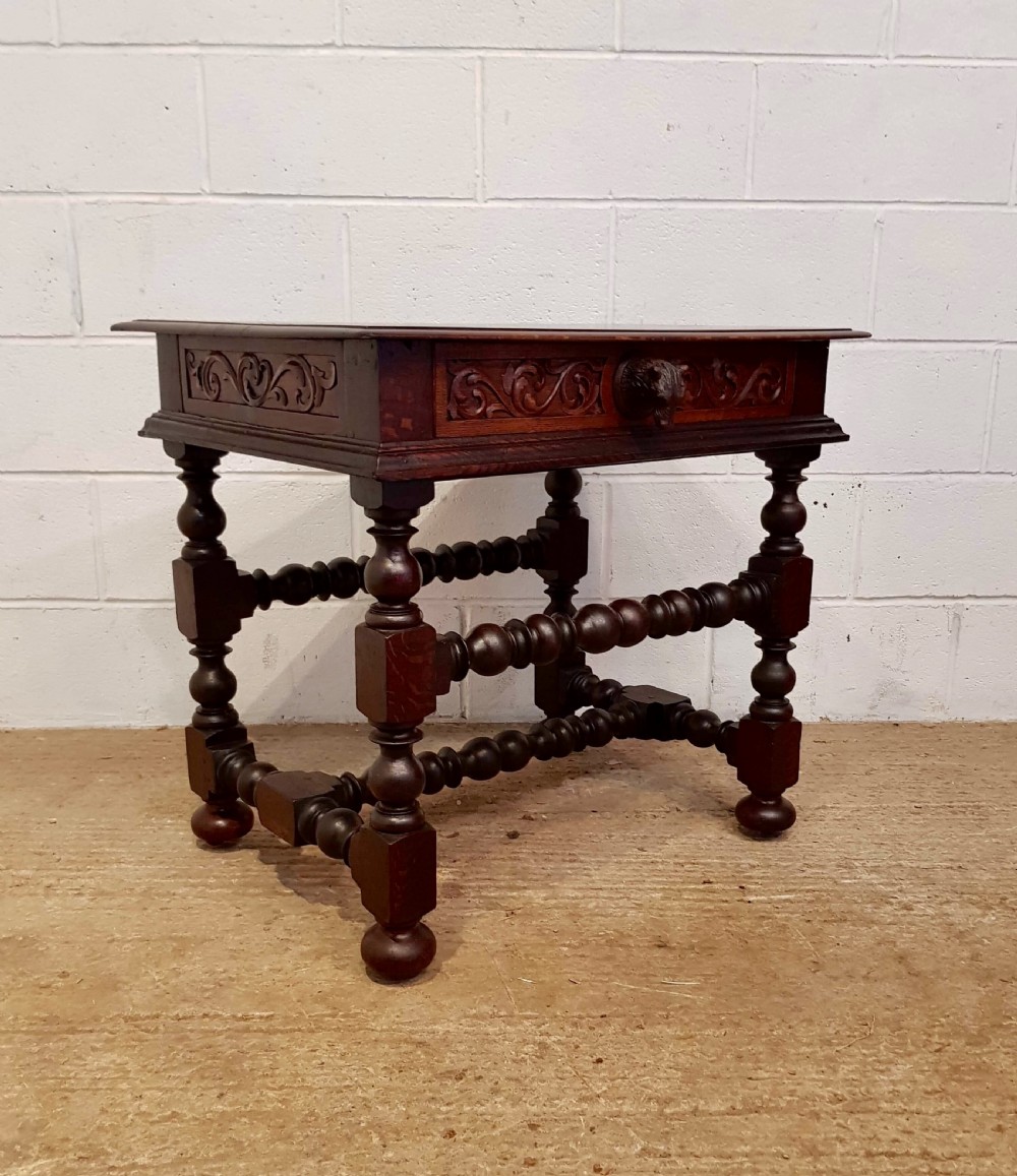 ANTIQUE 19TH CENTURY BLACK FOREST CARVED OAK TABLE WITH BEAR HANDLE C1890 View VI