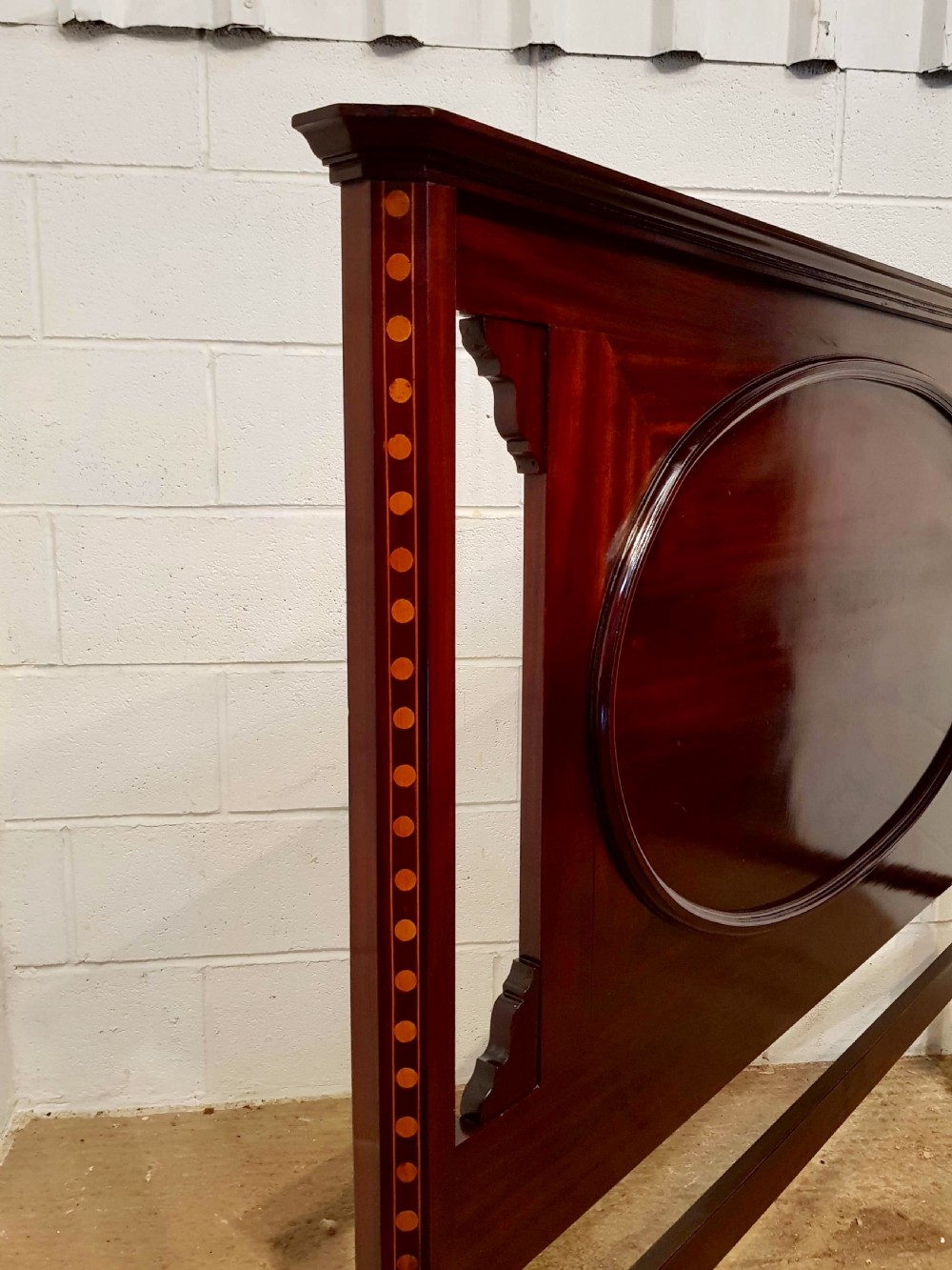 ANTIQUE EDWARDIAN INLAID MAHOGANY DOUBLE BED C1900 View III
