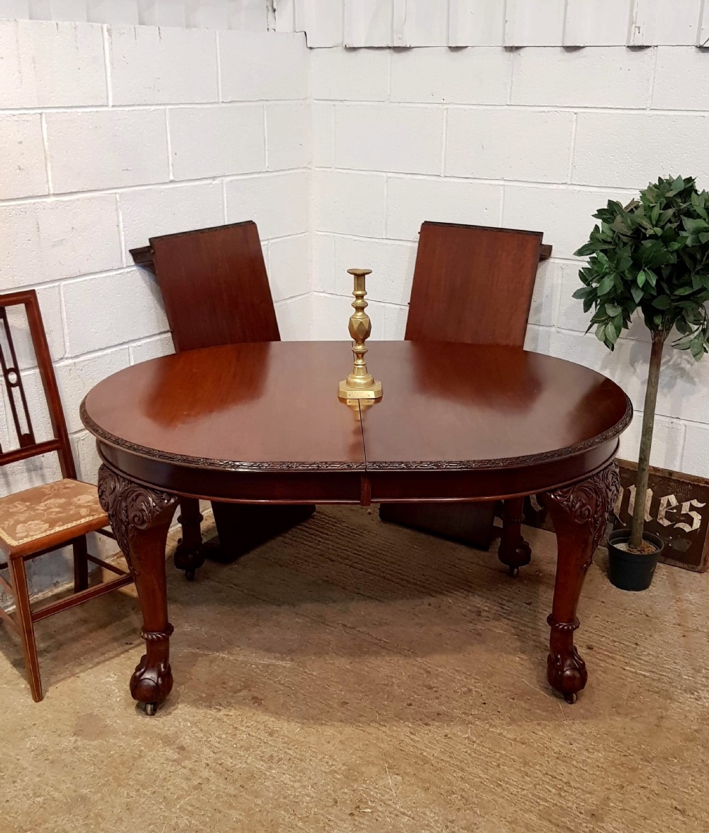 ANTIQUE EDWARDIAN MAHOGANY EXTENDING DINING TABLE C1900