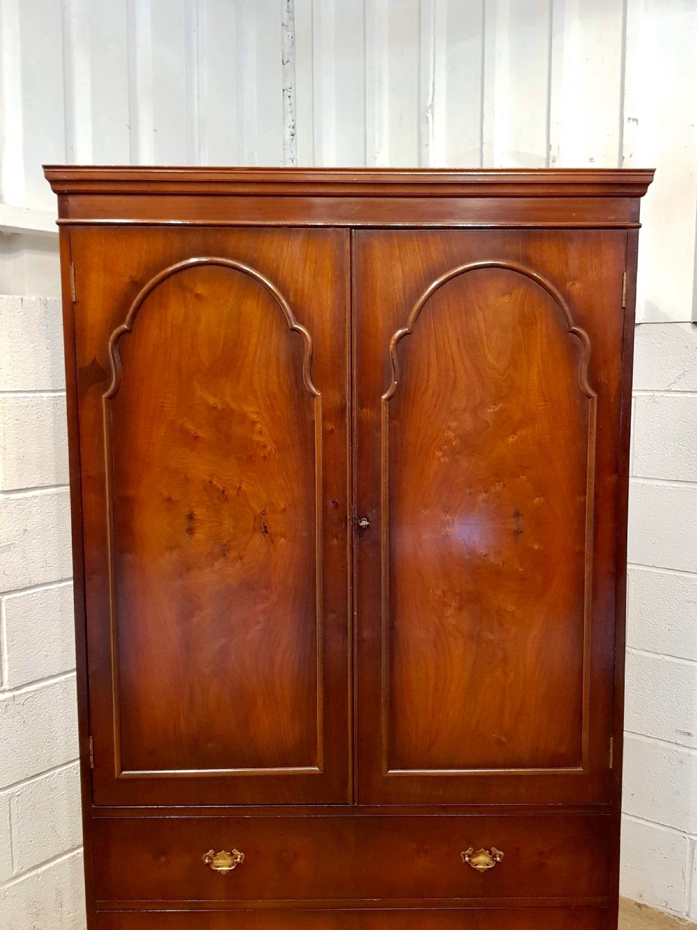 ANTIQUE WALNUT COMBINATION DOUBLE WARDROBE C1920 View IV