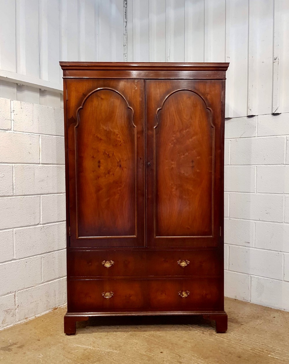ANTIQUE WALNUT COMBINATION DOUBLE WARDROBE C1920 View V