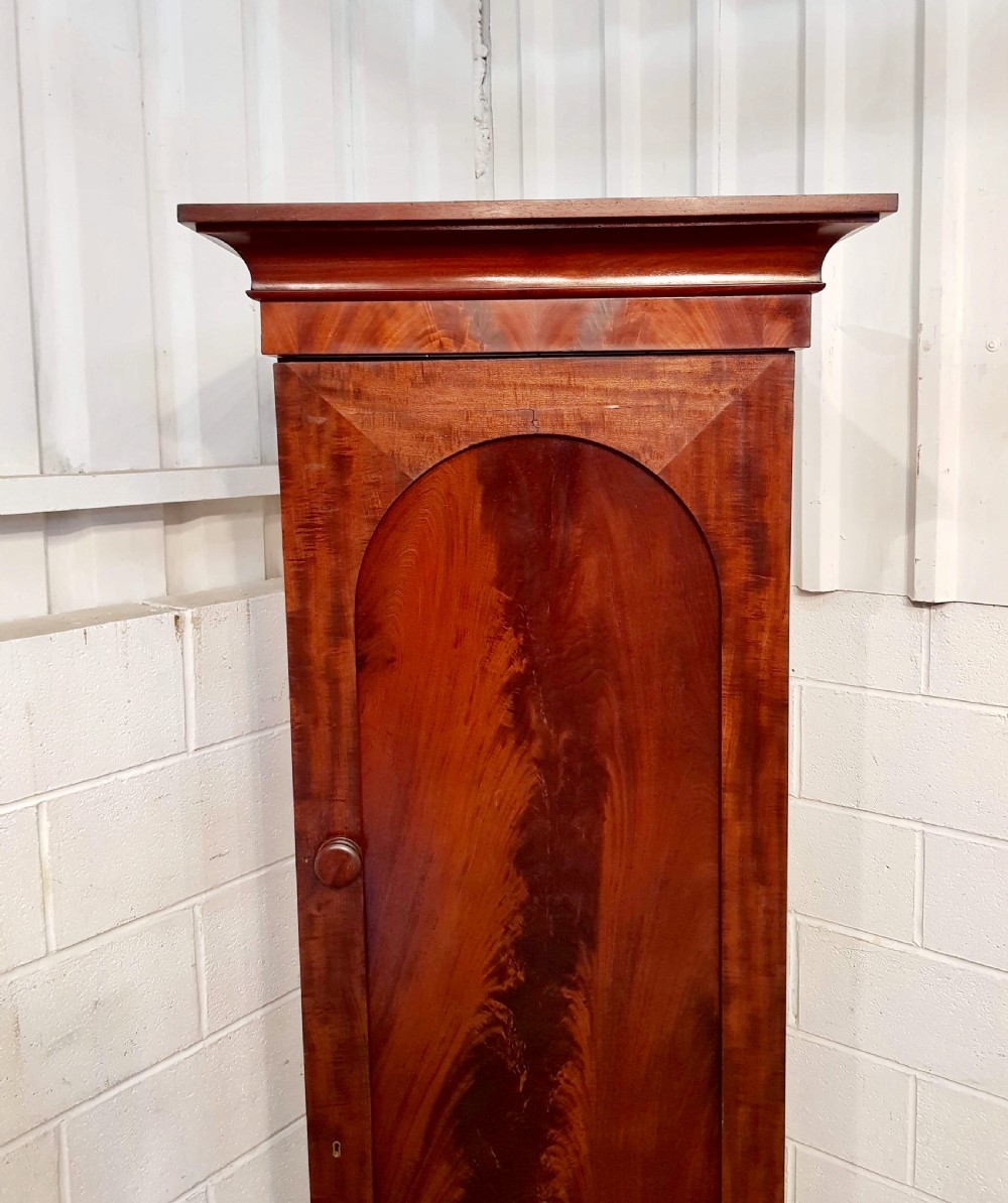 ANTIQUE PAIR VICTORIAN FLAMED MAHOGANY SENTRY SINGLE WARDROBES C1880 View VI