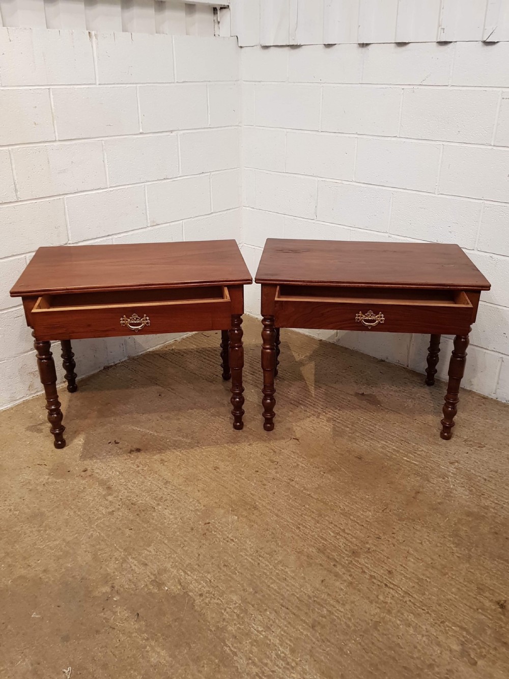 ANTIQUE PAIR LATE 19TH CENTURY FRENCH PROVINCIAL WALNUT SIDE TABLES C1890 View III