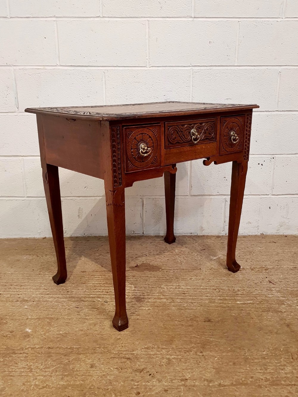 ANTIQUE GEORGIAN PERIOD CARVED OAK LOWBOY C1780 View III