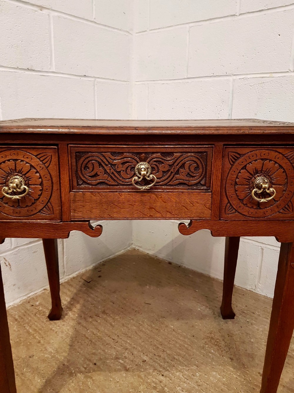 ANTIQUE GEORGIAN PERIOD CARVED OAK LOWBOY C1780 View V