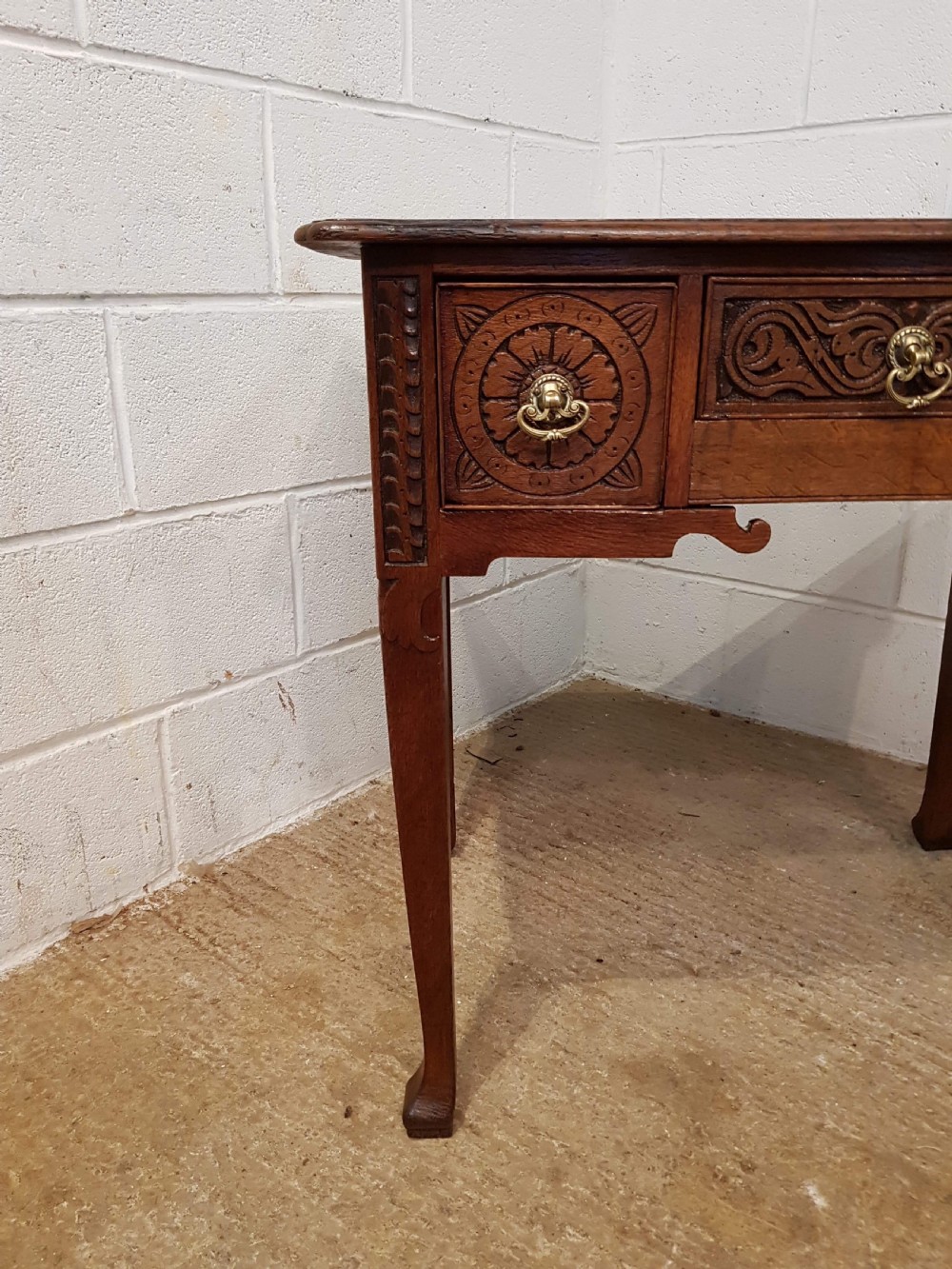 ANTIQUE GEORGIAN PERIOD CARVED OAK LOWBOY C1780 View VI