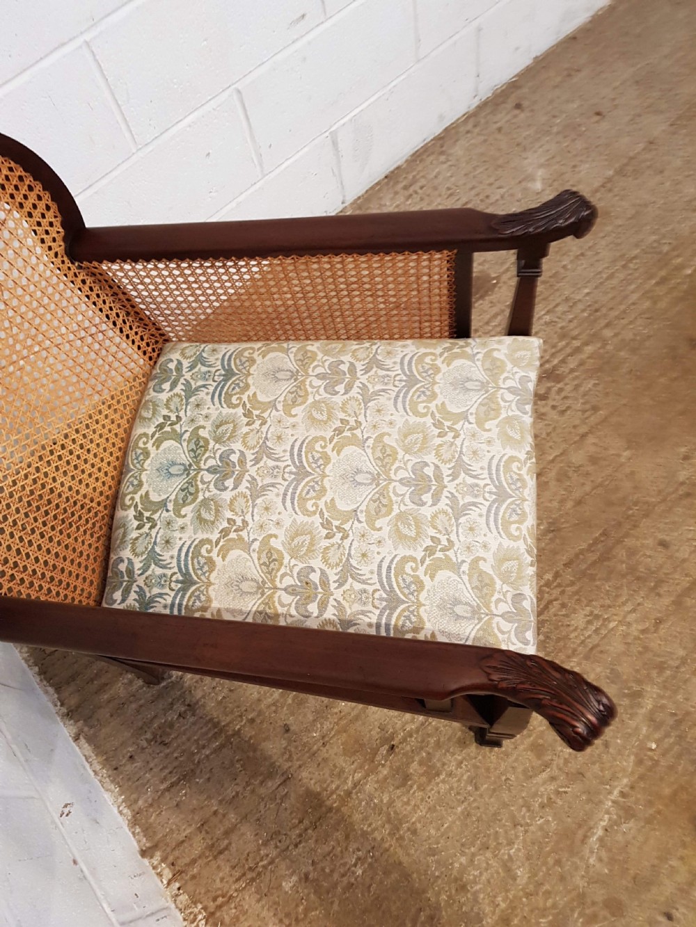 ANTIQUE EDWARDIAN MAHOGANY BERGERE LIBRARY CHAIR C1900 View V