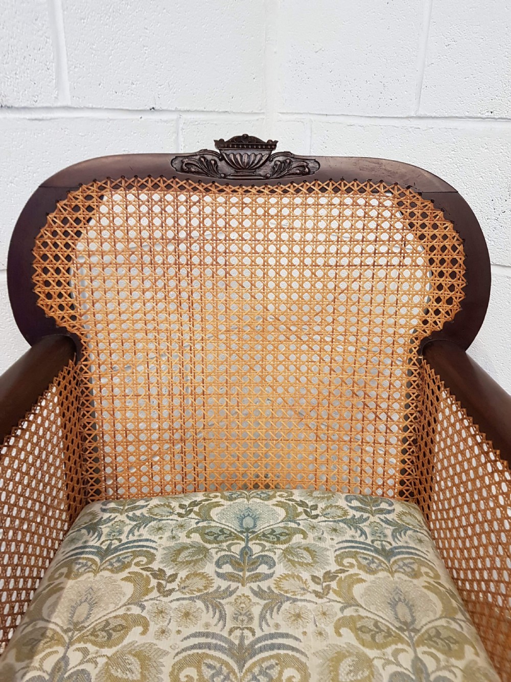 ANTIQUE EDWARDIAN MAHOGANY BERGERE LIBRARY CHAIR C1900 View VII