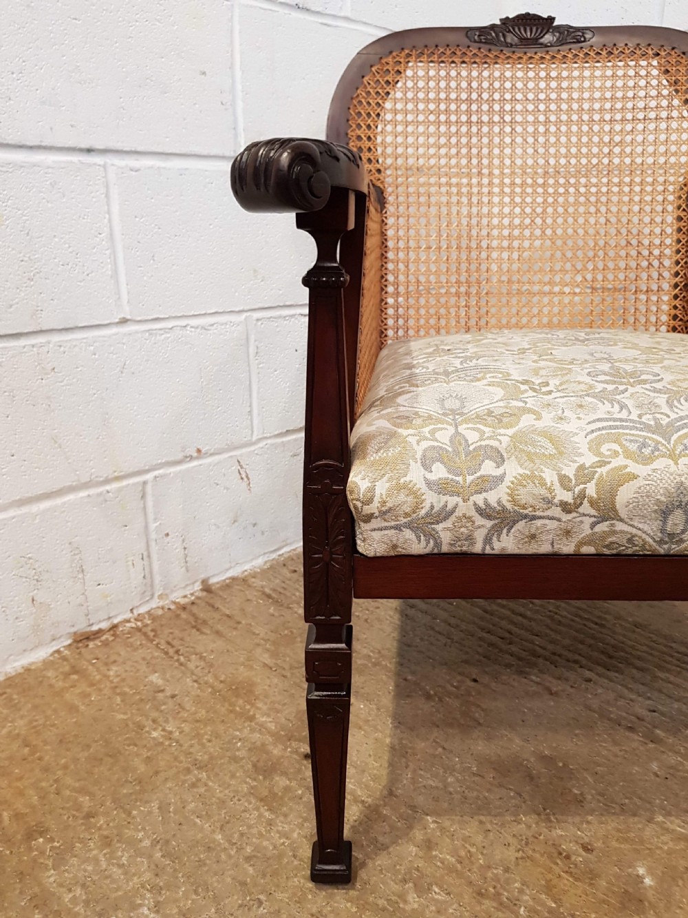 ANTIQUE EDWARDIAN MAHOGANY BERGERE LIBRARY CHAIR C1900 View VIII
