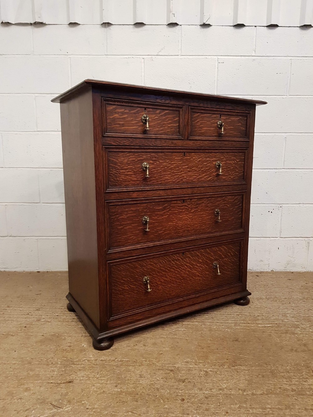 ANTIQUE EDWARDIAN OAK CHEST OF DRAWERS C1900 View IV