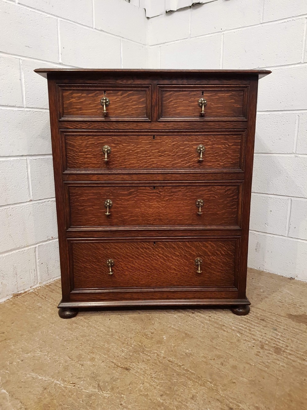 ANTIQUE EDWARDIAN OAK CHEST OF DRAWERS C1900 View VI