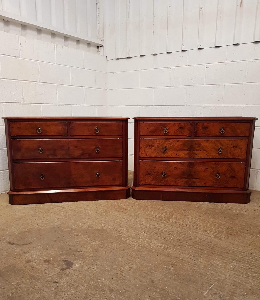ANTIQUE PAIR LATE VICTORIAN BURR WALNUT CHEST OF DRAWERS C1890 View III