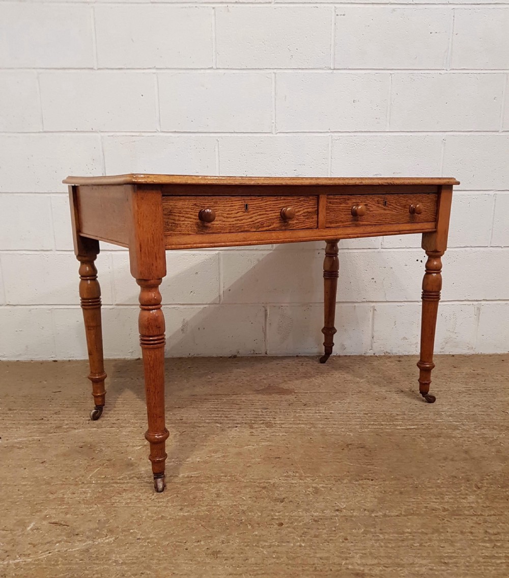 ANTIQUE VICTORIAN OAK LEATHER TOPPED WRITING TABLE C1880 View V