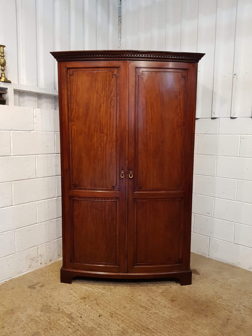 ANTIQUE EDWARDIAN MAHOGANY BOW FRONT COMBINATION WARDROBE C1900 View II