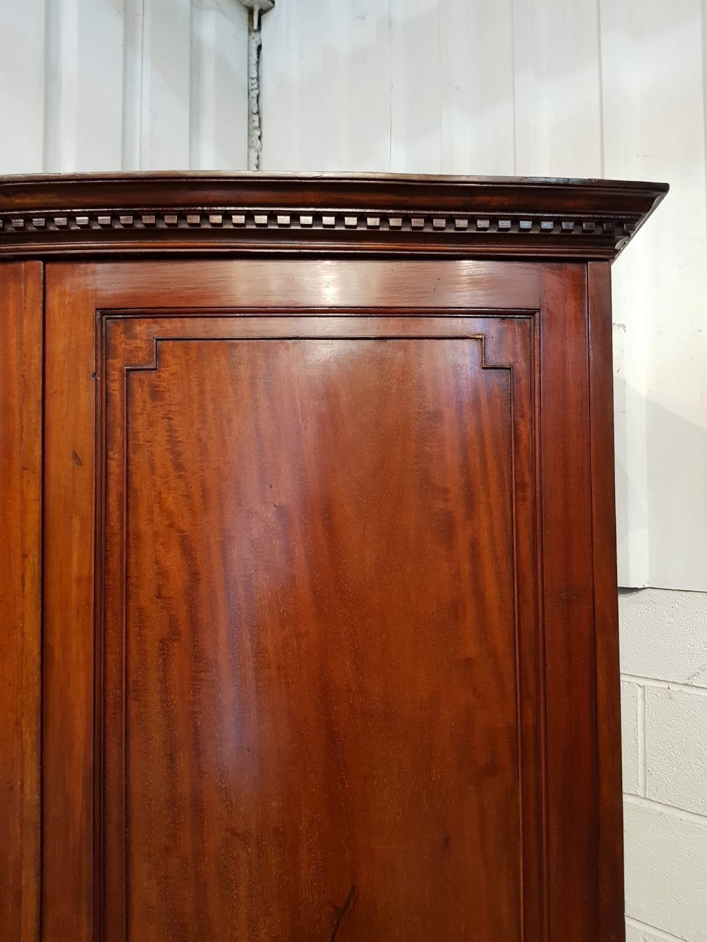 ANTIQUE EDWARDIAN MAHOGANY BOW FRONT COMBINATION WARDROBE C1900 View IV