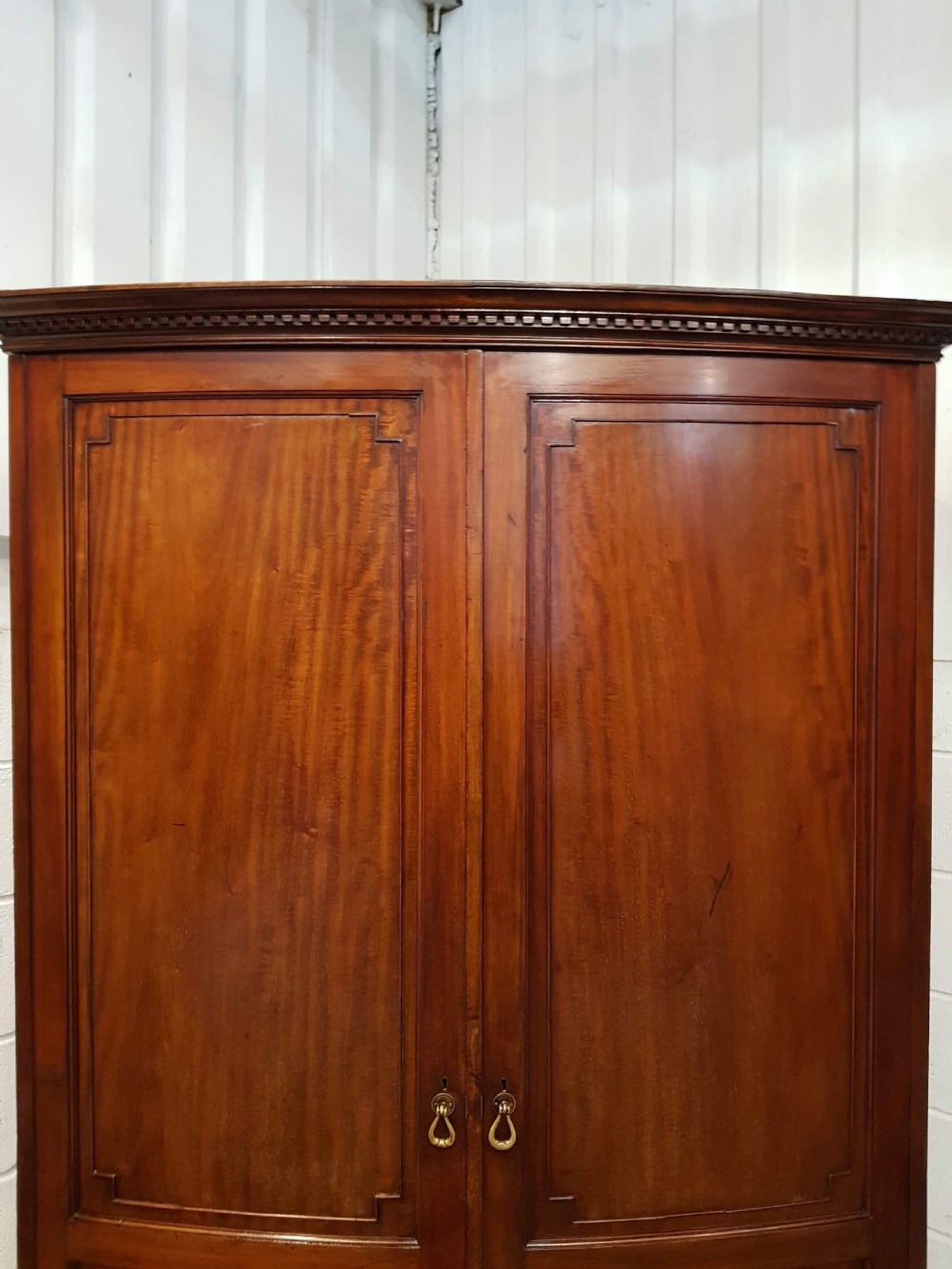 ANTIQUE EDWARDIAN MAHOGANY BOW FRONT COMBINATION WARDROBE C1900 View VI