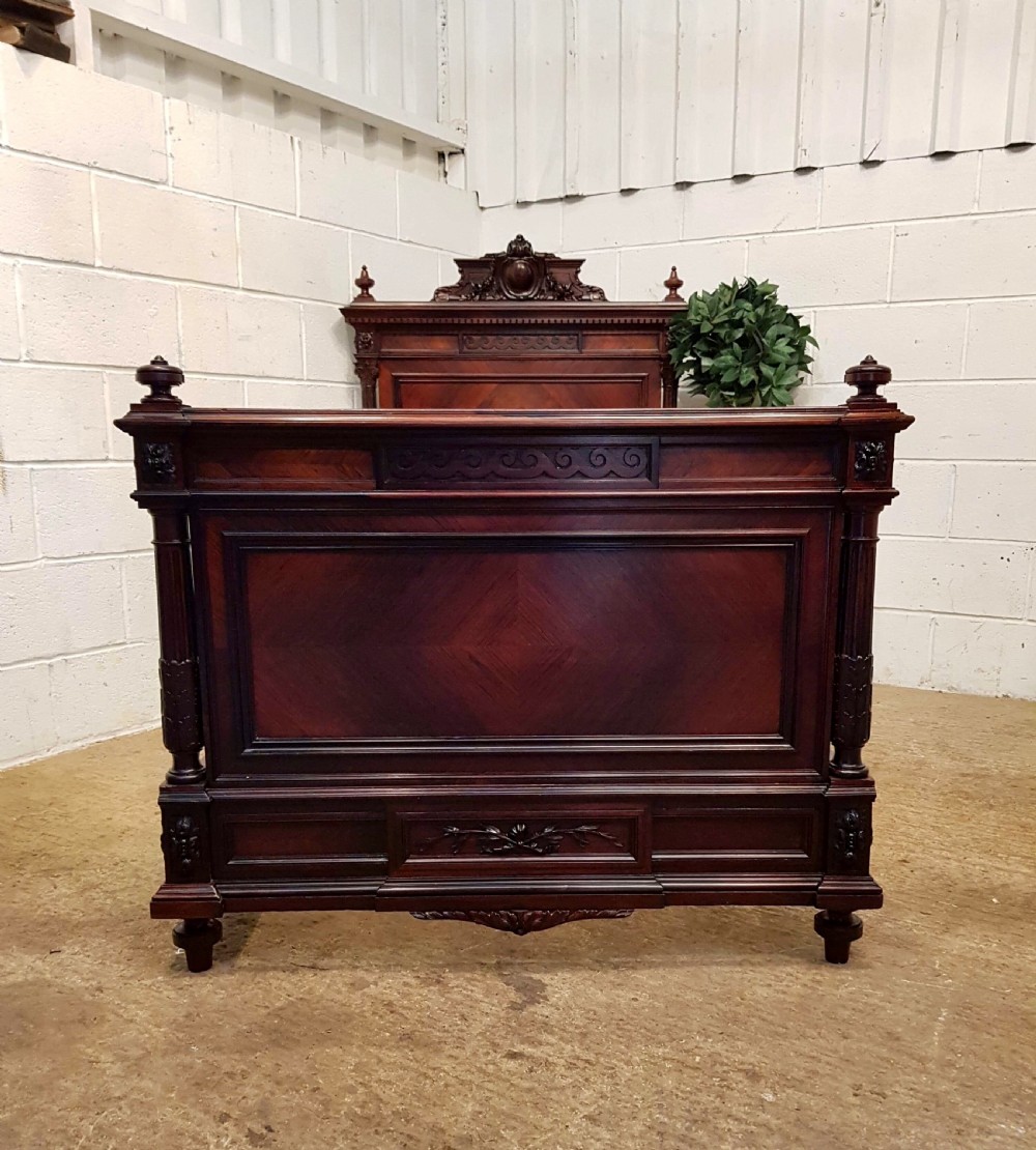 ANTIQUE 19TH CENTURY FRENCH MAHOGANY SINGLE BED C1880 View V