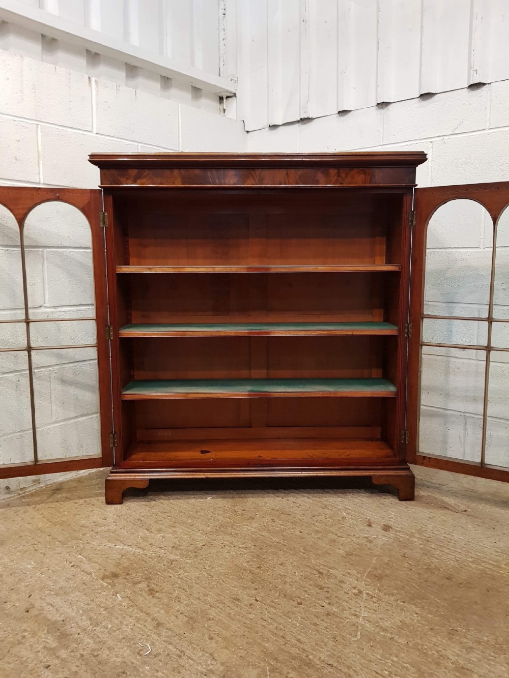 ANTIQUE EDWARDIAN BURR WALNUT GLAZED BOOKCASE C1900 View VI