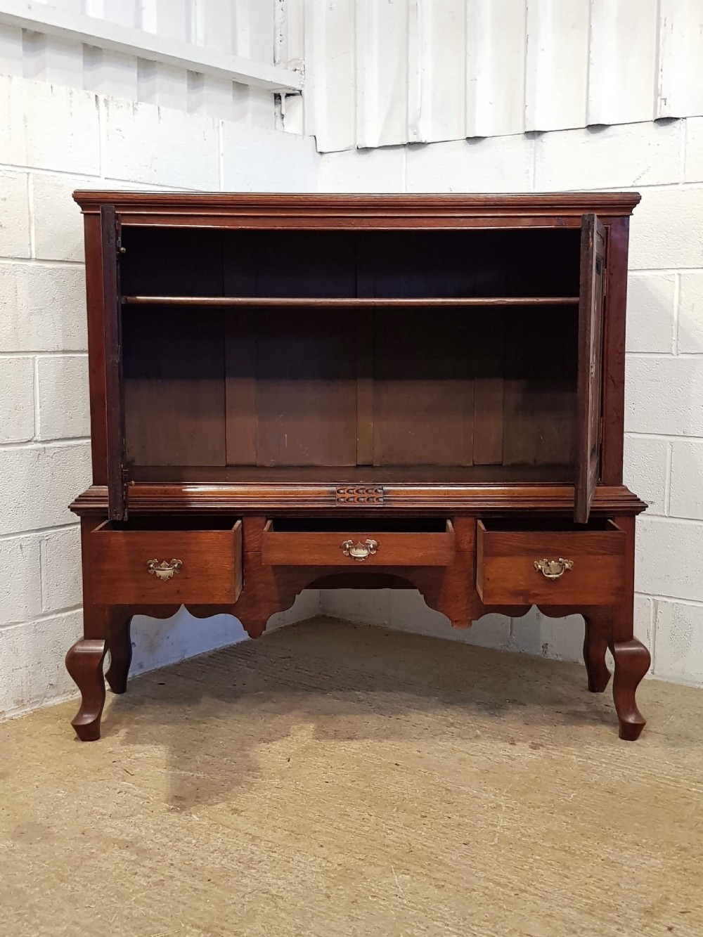ANTIQUE EARLY VICTORIAN OAK CABINET ON STAND C1840 View V