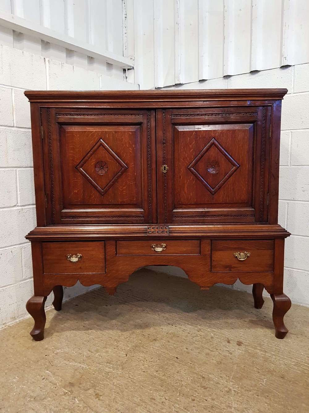 ANTIQUE EARLY VICTORIAN OAK CABINET ON STAND C1840 View VI