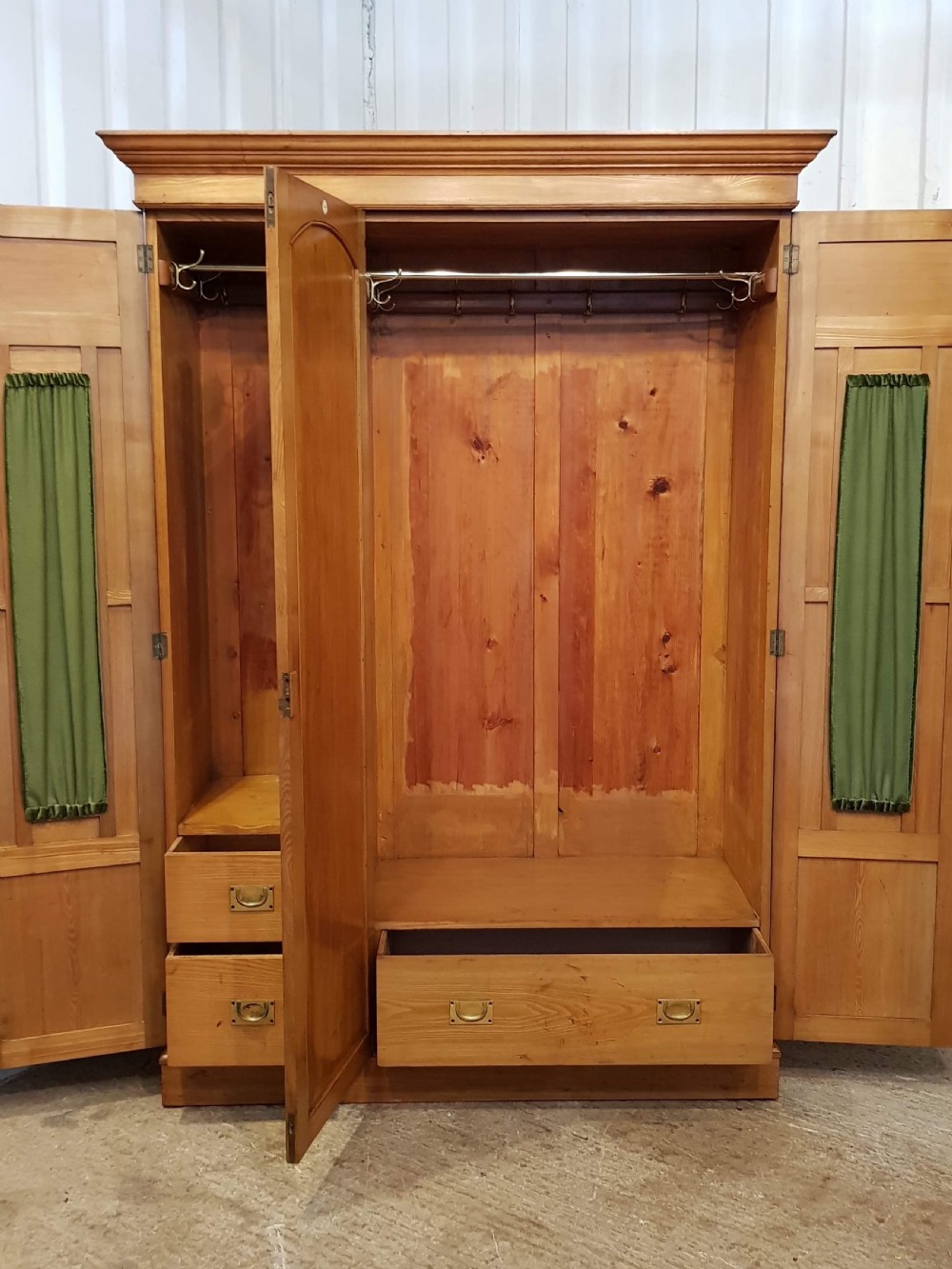 ANTIQUE SMALL ART NOUVEAU ASH TRIPLE WARDROBE C1890 View V