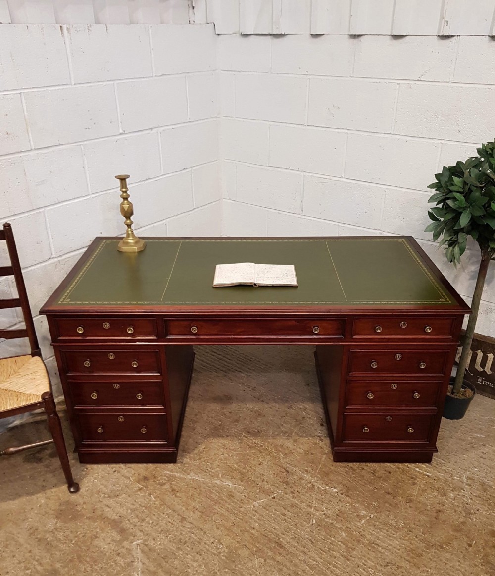 ANTIQUE LATE VICTORIAN MAHOGANY TWIN PEDESTAL DESK C1890  View VI