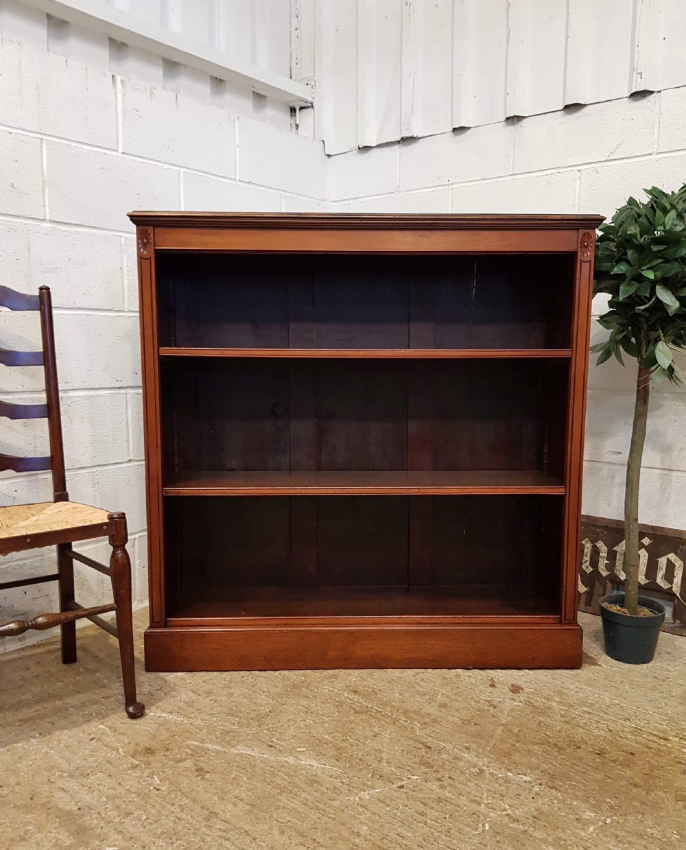 ANTIQUE VICTORIAN WALNUT OPEN BOOKCASE C1880