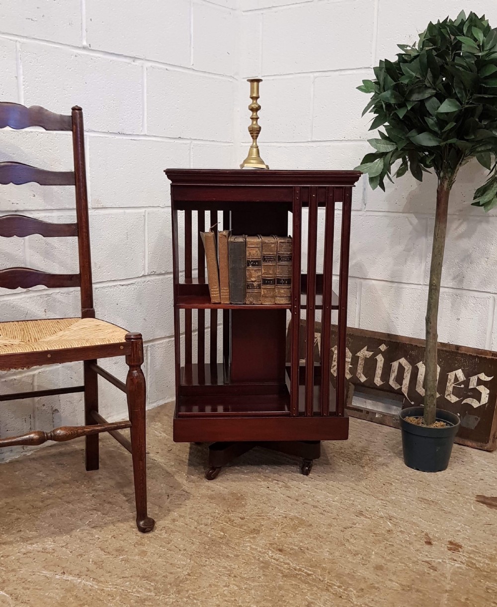 ANTIQUE EDWARDIAN MAHOGANY REVOLVING BOOKCASE C1900 View VII