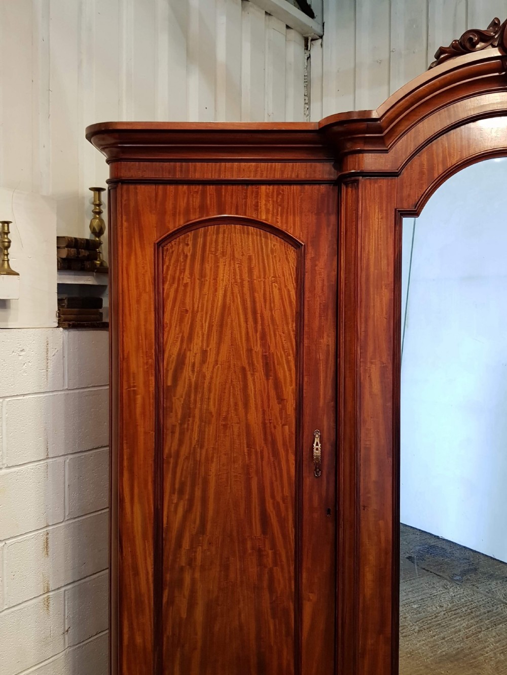ANTIQUE VICTORIAN MAHOGANY BREAKFRONT TRIPLE WARDROBE C1860 View V