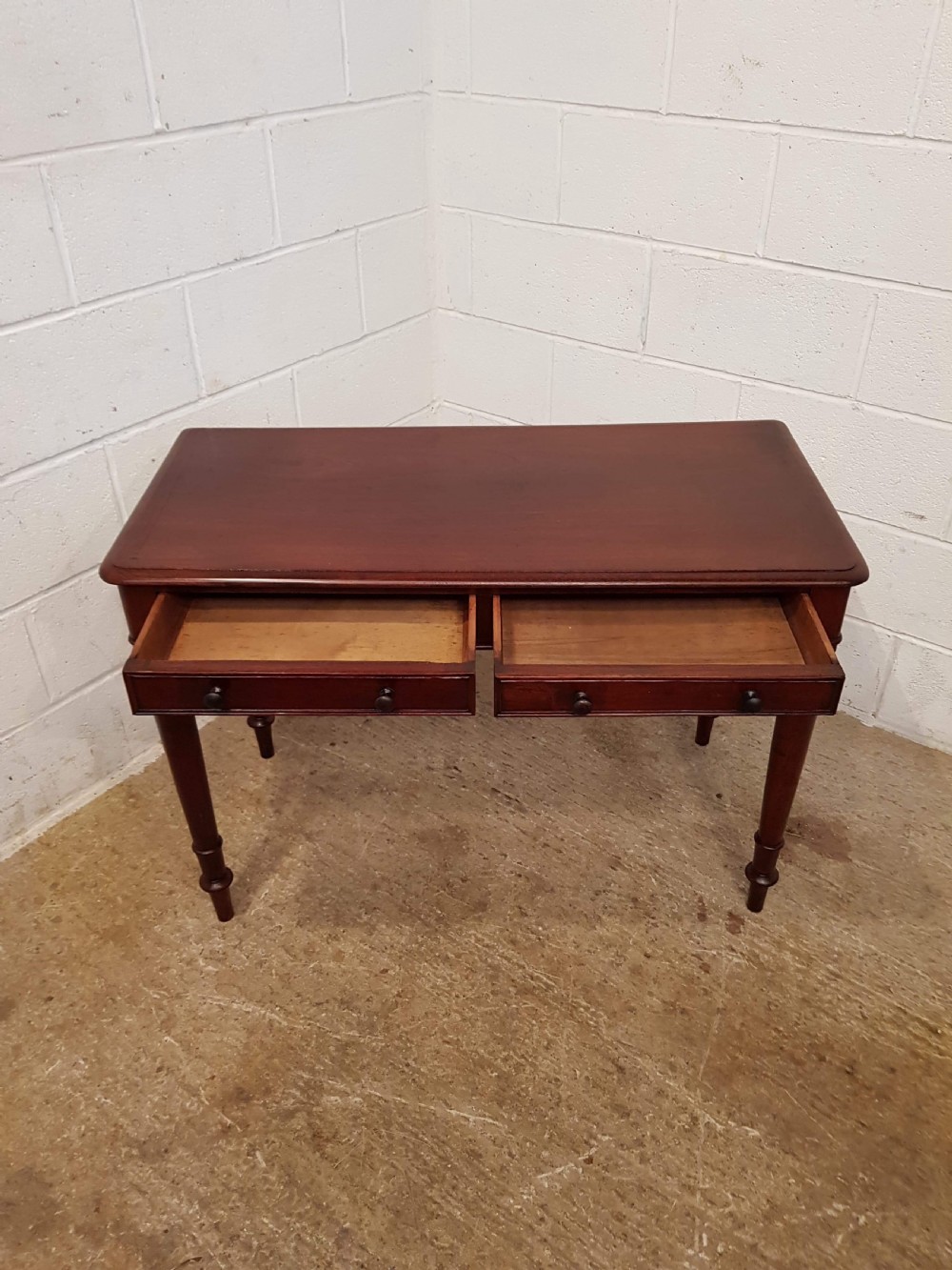 ANTIQUE VICTORIAN MAHOGANY TWO DRAWER WRITING DESK C1880 View II