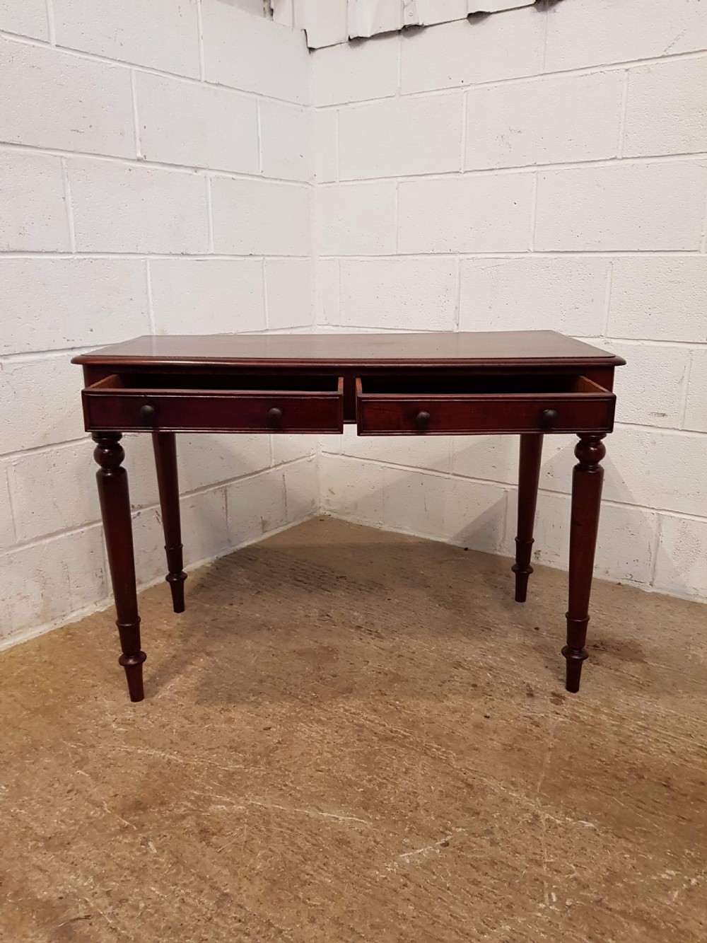 ANTIQUE VICTORIAN MAHOGANY TWO DRAWER WRITING DESK C1880 View III