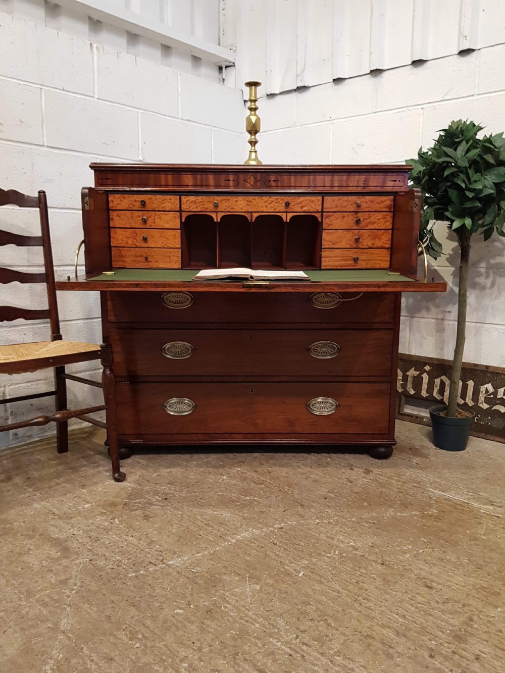 ANTIQUE REGENCY MAHOGANY SECRETAIRE  CHEST c1820 View VI
