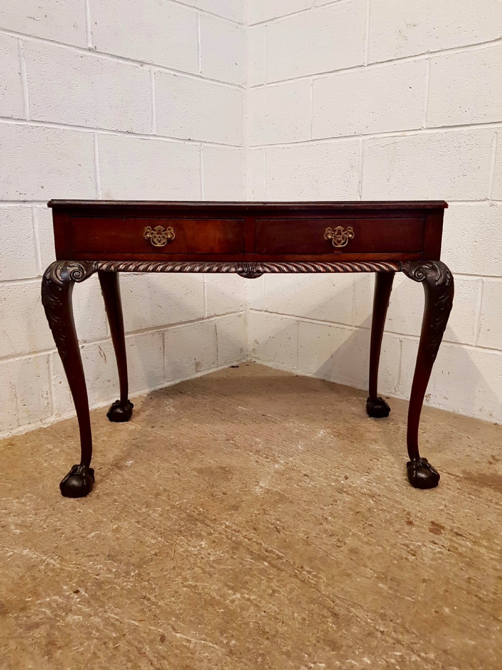ANTIQUE EDWARDIAN MAHOGANY CHIPPENDALE SIDE TABLE C1900 View V