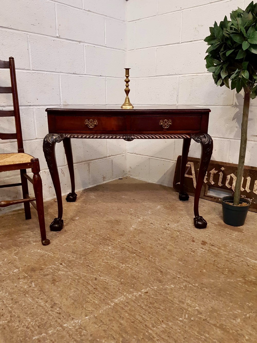 ANTIQUE EDWARDIAN MAHOGANY CHIPPENDALE SIDE TABLE C1900 View VI