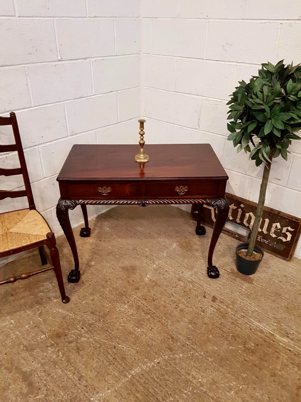 ANTIQUE EDWARDIAN MAHOGANY CHIPPENDALE SIDE TABLE C1900 View VII