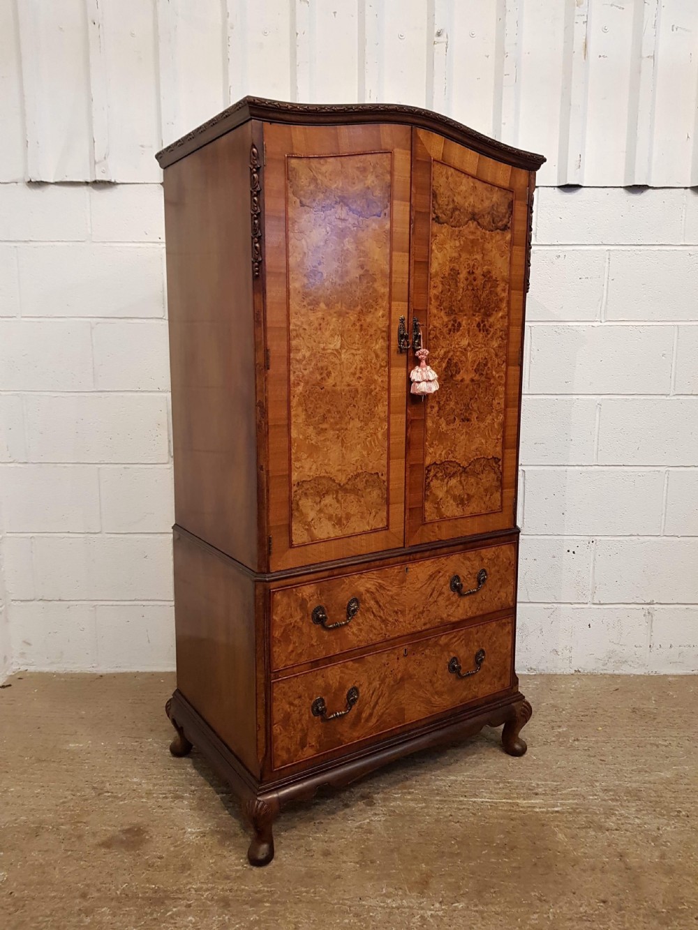 ANTIQUE  BURR WALNUT TALLBOY C1920 View III