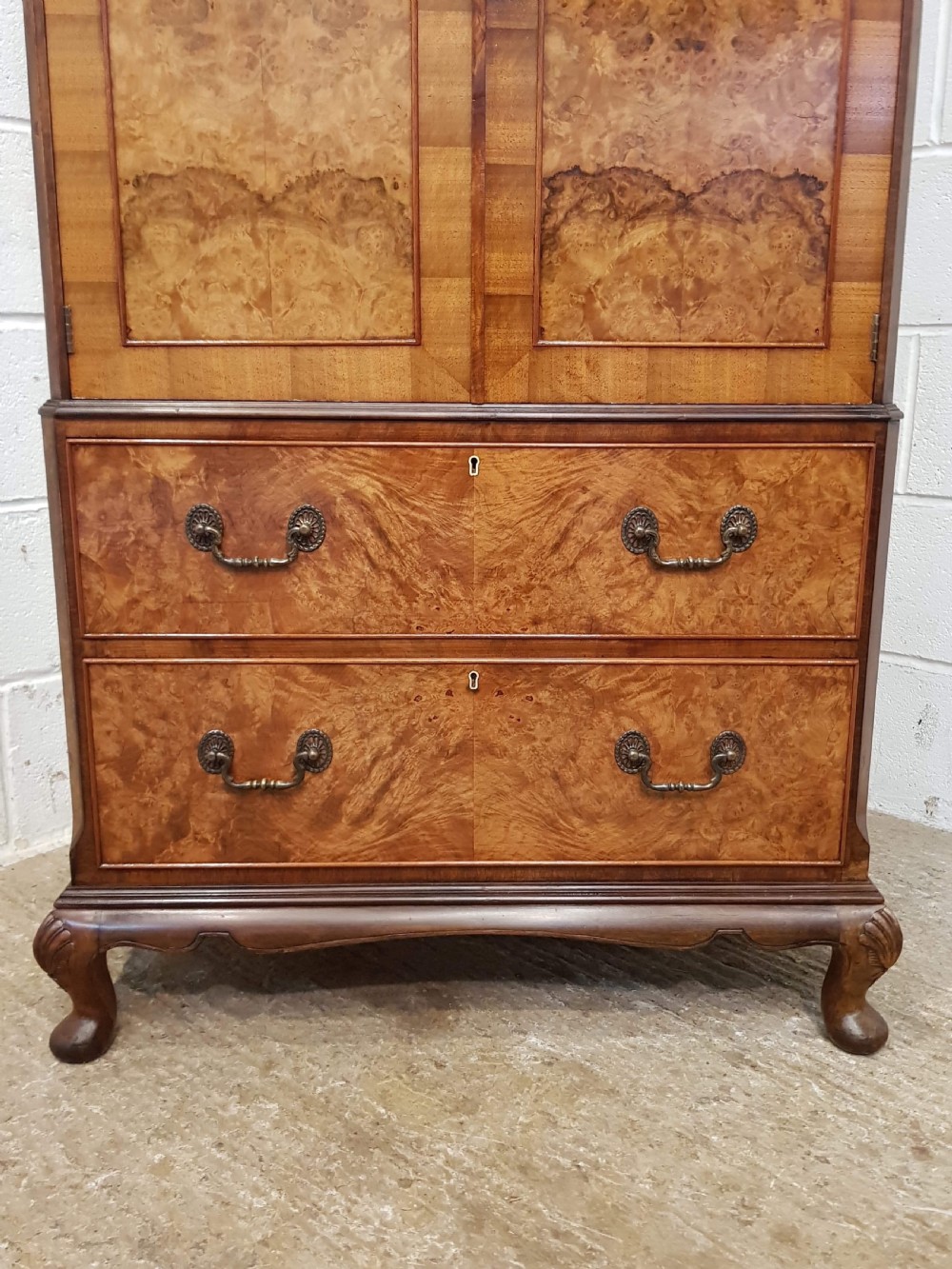 ANTIQUE  BURR WALNUT TALLBOY C1920 View IV